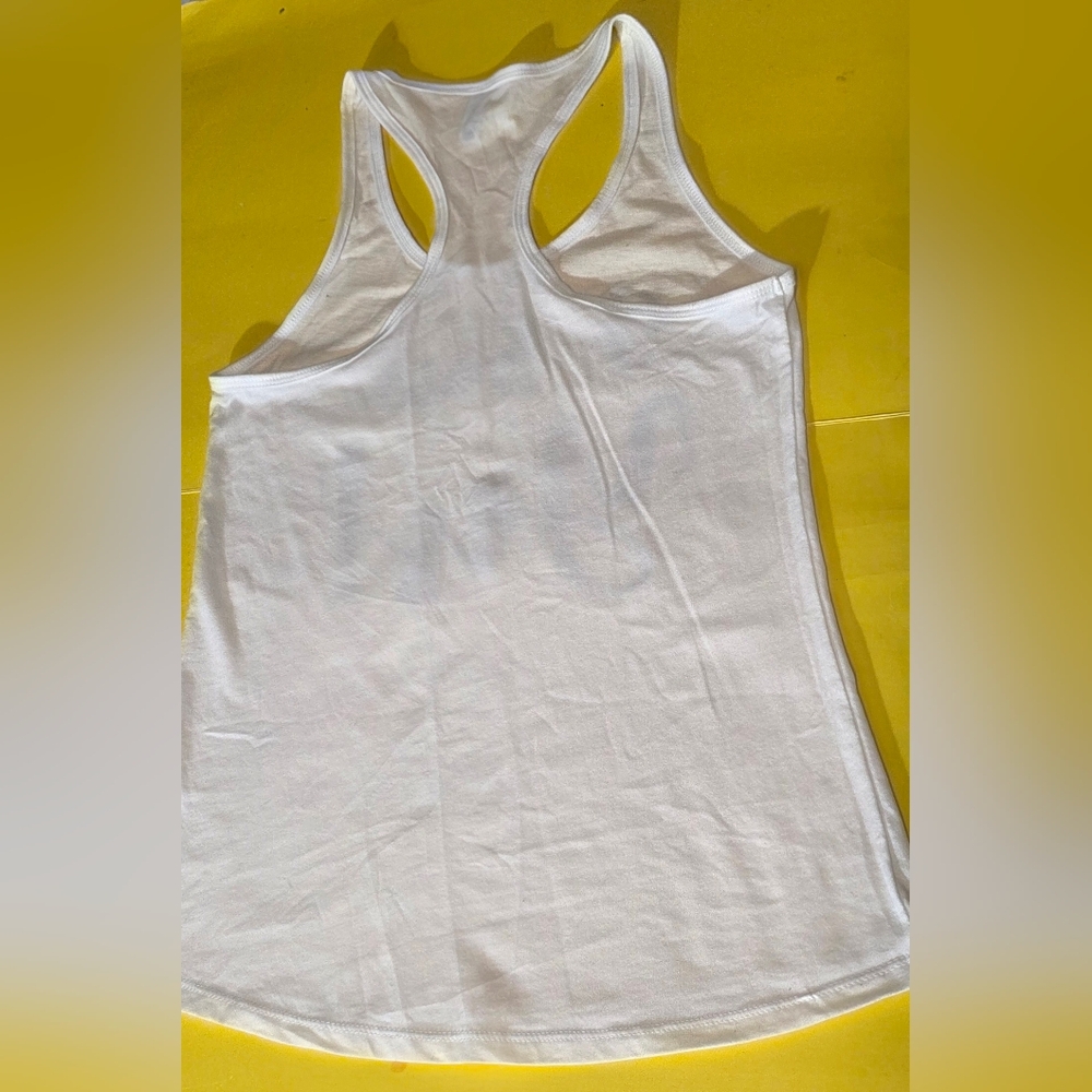 tank top white  gold glitter  I SAID YES   size L - Picture 5 of 11